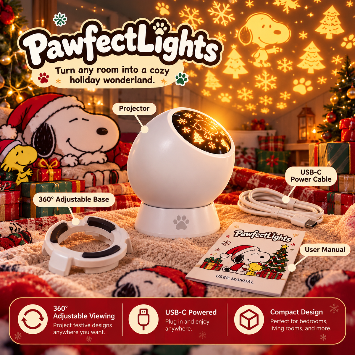 PawfectLights Cozy Christmas Light Projector