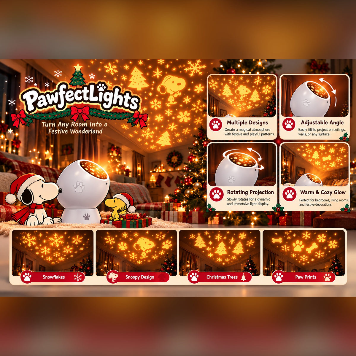 PawfectLights Cozy Christmas Light Projector